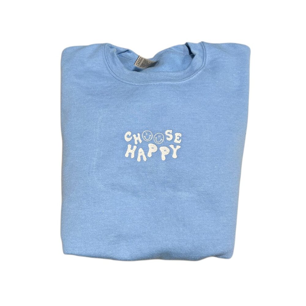 Chose Happy Positive Design Embroidered Sweatshirt